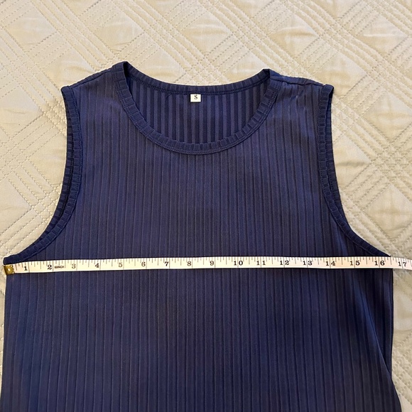 Navy Blue Ribbed Tank Top, NEVER WORN, Size Small - Picture 3 of 7